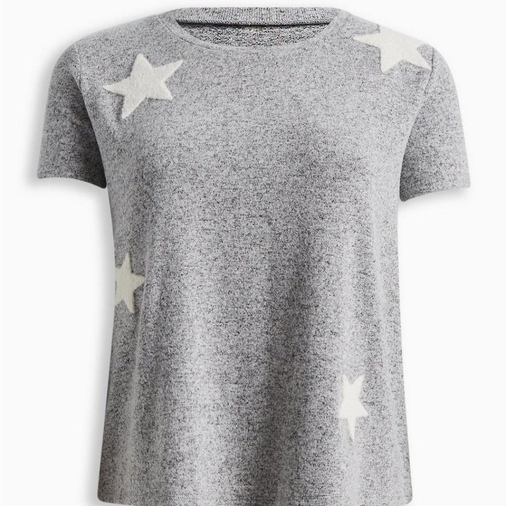 NWT TORRID TEE PLUSH STAR PRINT - SUPER SOFT  SHORT SLEEVE - LOUNGE TEE - Picture 7 of 7